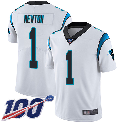 Carolina Panthers Limited White Men Cam Newton Road Jersey NFL Football #1 100th Season Vapor Untouchable